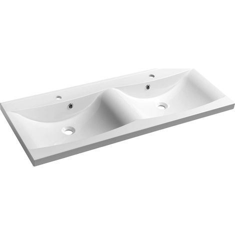 Sapho Lucia - Lavabo doppio 120x48 cm, 2 fori per il miscelatore, bianco 50122 (1/5)