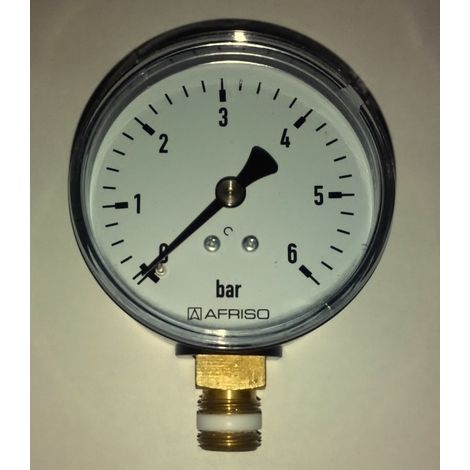Manómetro de calefacción RF 63 RAD, fi 63 mm, 0-6 bar, 1/4 pulgada rad, clase 2.5 vertical (1/4)