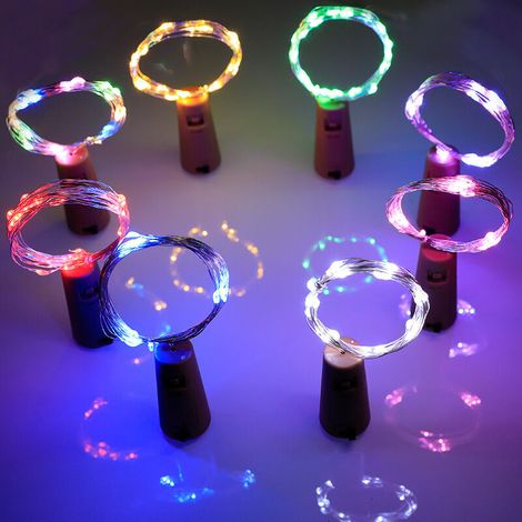 12 Stück Flaschenlichter, 4 Farben, Weinflaschenverschluss-Lichter, 2 m, 20 LED-Lichterketten, Halloween-Lichter, Weihnachtslichter, festliche Weinflaschenlichter, Farbe Lila, Grün, Rot (1/5)