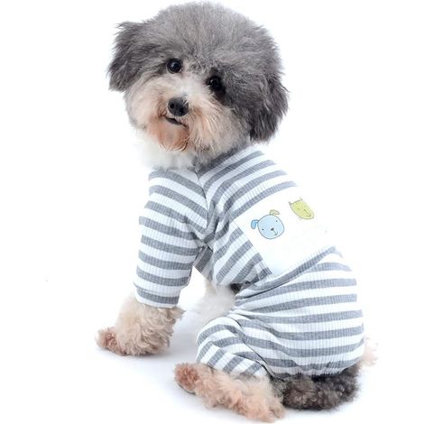 1 pyjama pour chien, coton léger, adapté printemps-été-début automne, vêtement d'intérieur confortable pour petits chiens (1/5)
