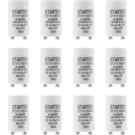 12 Pièces Ampoule Tube Fluorescent Starter ST111 Démarreur de tubes fluorescents 4-65 W pour Tubes Fluorescentes Lampes (1/5)