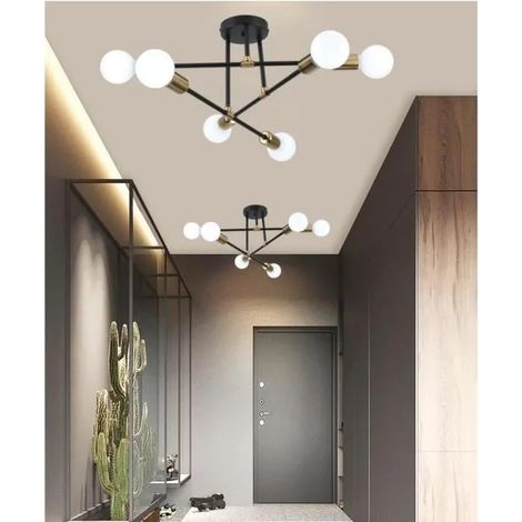 kawoo 2pcs Plafonnier Moderne, 6-Lumières Lampe Vintage, Industriel Lustre Suspension E27,Lampe de Plafond Vintage pour Salon (1/4)