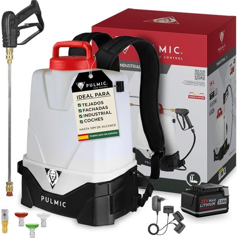 PULMIC Industrial 15 Pulverizador Eléctrico Profesional de 15 L, Batería de Litio 25 V MAX Extraíble, hasta 7 Bares, 3 Velocidades, Mochila para Limpieza, Desinfección y Pulverización Profesional (1/5)