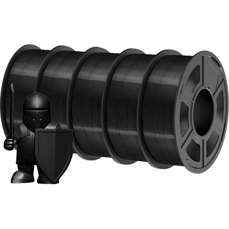Filamento para impresora 3D, alta resistencia, fácil de usar, PETG, PETG negro, 5 rollos. (1/2)