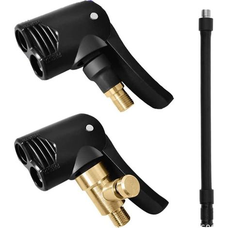 2 Pcs Car Tire Valve Adapter, Inflator Nozzle, Adapter, Threaded Replacement Pump Head with Double Valve, for Car, Bicycle and Motorcycle Tires (1/5)