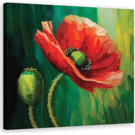 Tableau déco Coquelicots peints 60x60 (1/5)