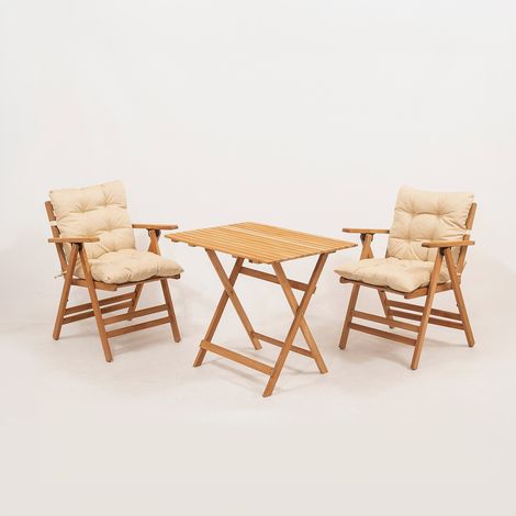 Gartentischset mit 2 faltbaren Holzstühlen Ruvan (1/5)