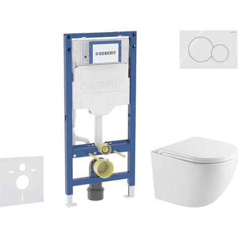 Geberit Duofix - Set de bâti-support, cuvette Oudee et abattant softclose, plaque de déclenchement Sigma01, blanc alpin SANI11CA3195