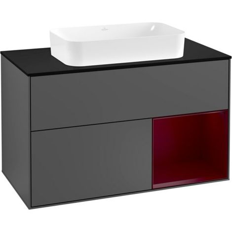V&B Waschtischunterschrank Abdeckplatte bla m Finion 100x60,3cm, Reg re Peo, Anthracite matt (1/2)