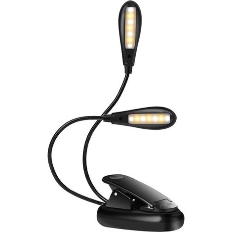 Wiederaufladbare Leselampe mit 14 LEDs USB-Aufladung und augenschonender Funktion Flexible Klemme für Kinder Bücherwürmer und Notenständer Schwarz (1/5)