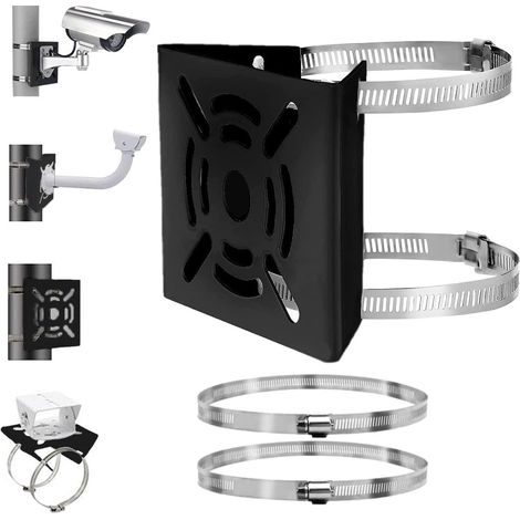 Filiyano – Adaptateur pour poteau vertical – Support pour caméra de sécurité - Support de caméra - Fixation de sécurité - avec 2 anneaux - fixation (1/5)