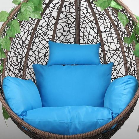 Coussin de rechange XXL pour fauteuil suspendu, assise et dossier, housse déhoussable et lavable, polyester, coloris bleu ciel, version imperméable