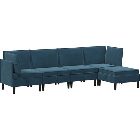 Wohnzimmergarnitur 5 Stk. Blau Samt vidaXL (1/5)