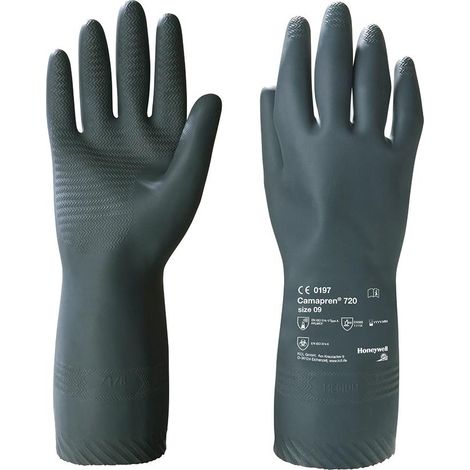 HONEYWELL 072009141E Chemikalienhandschuhe Camapren 720 Größe 9 schwarz EN 388, (1/5)