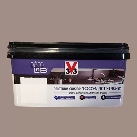 V33 Déco LAB Peinture Cuisine 100% Anti-Tâche Humus 2 L