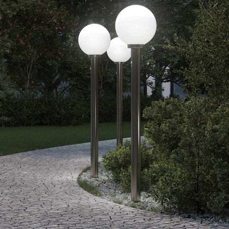 vidaXL Lampioni a dissuasore con sensore 3 pz 120 cm Acciaio Inox IP44 (1/5)