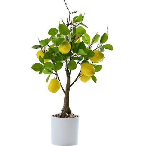 Bonsái de limón artificial en maceta decorativa de plástico para interiores, planta verde de fácil cuidado, 1 unidad. (1/5)