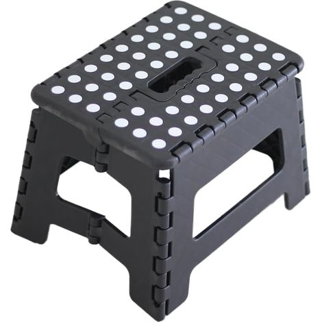 Jusqu'à 150 kg, hauteur 22 cm, marchepied pliable, chaise pliante, tabouret pliant, repose-pieds enfant (noir) (1/3)
