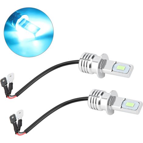 2 Ampoules H3 LED 80W 8000K Bleu Glace Feux Antibrume Universel 12-24V (1/5)