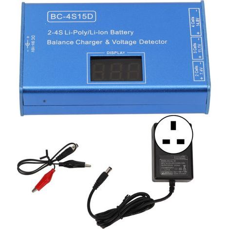 Chargeur Équilibreur pour Batteries Li‑Po 2‑4S, Testeur de Tension avec Écran Numérique, Prise UK, 100‑240V AC (1/5)