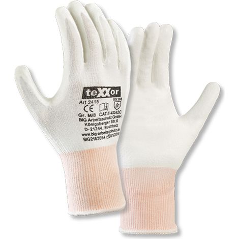 teXXor® Schnittschutz-Strickhandschuhe PU-BESCHICHTUNG, Weiß/Weiß (1/5)