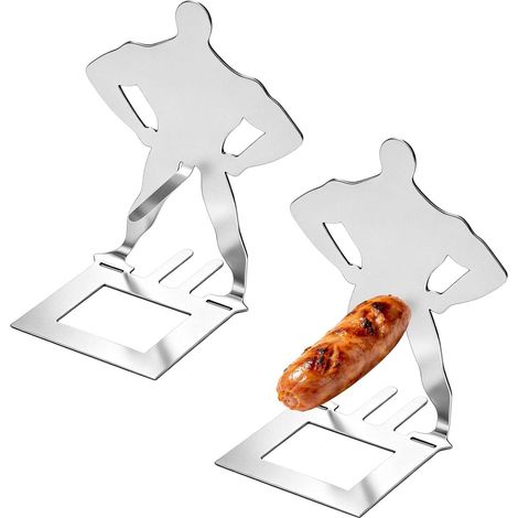 Lot de 2 Supports à saucisses de Barbecue en Acier Inoxydable Pour barbecue à gaz - Pour extérieur et camping (1/5)