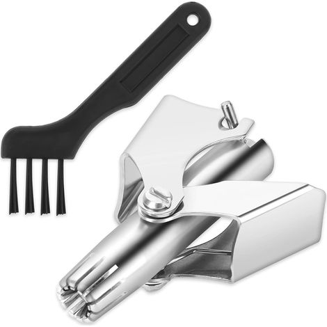 Tondeuse à poils de nez pour hommes et femmes, manuelle, sans piles, étanche, indolore, en acier inoxydable avec brosse, hypoallergénique, convient
