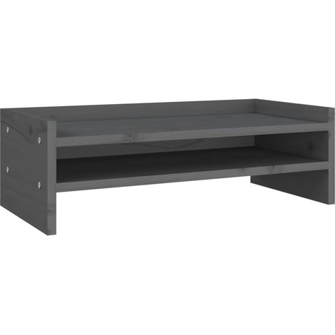 Supporto per monitor 50 x 24 x 16 cm legno massello di pino grigio 020004466