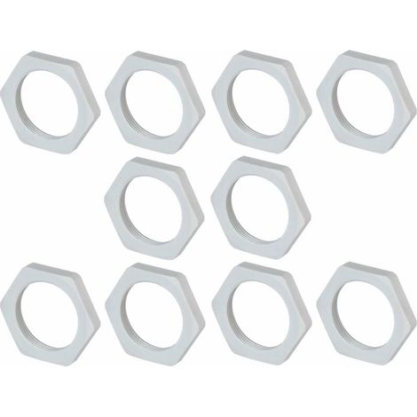10x Ecrou pour presse étoupe en polyamide PA gris clair filetage métrique forme 6 étoiles Fermeture Câble Fils Etanchéité Protection Stabilité, M20 x 1,50