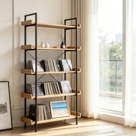 mobile scaffale a 5 ripiani in MDF e metallo OKMYHOME (1/4)