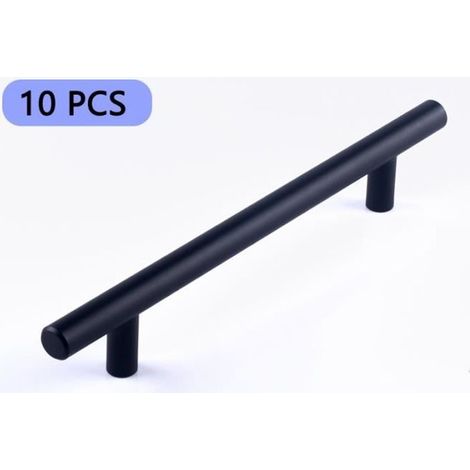 10pcs T Bar Bâton Cuisine Armoire Porte Poignées Placard Tiroir Chambre Meubles Tirer Noir Entraxe (1/4)