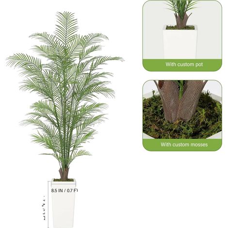 Planta artificial de palmera areca, perfecta para decoración de interiores, uso en interiores, 1,8 m (6 pies) (1/2)