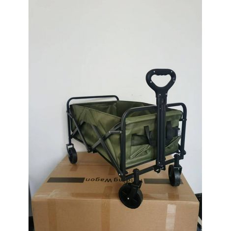 Voiturette de camping, d'extérieur, pliable, à double frein, extra-large, pour camping, voiturette de pique-nique, remorque, camping, levier manuel, chariot de camping (1/3)