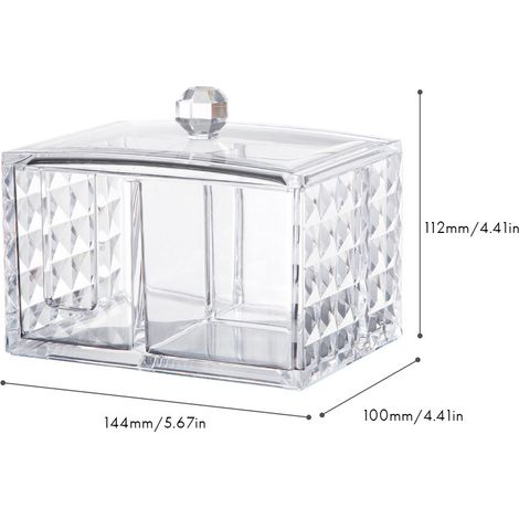Porte-coton, organisateur de maquillage, porte-tampons nettoyants en acrylique transparent à motifs et boîtes de rangement pour cotons-tiges