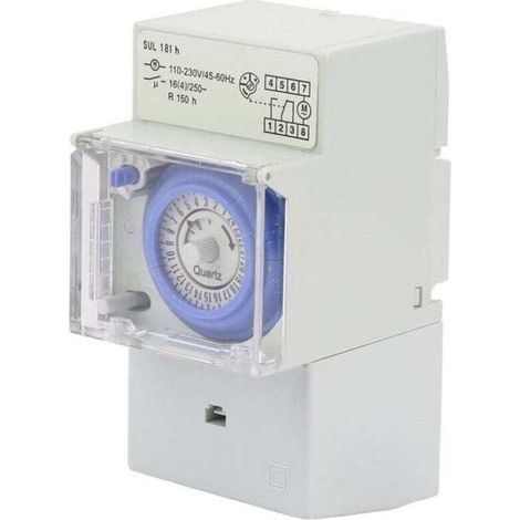 Horloge Modulaire, 110-230V SUL181H Interrupteur à Minuterie, Horloge Modulaire pour Chauffe Eau, Minuterie Mécanique Étanche Programmable 24H, pour éclairage équipement électrique de Domestique (1/4)