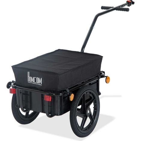 Remolque De Bicicleta Remolque De Carga Para Bicicleta 40 Kg De Capacidad De Carga Remolque De Transporte Carro De Mano Acero Tela Oxford Negro 144 X 59 X 80 Cm