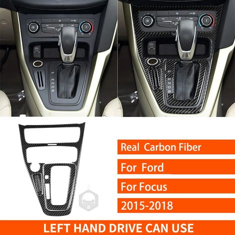 (13 LHD) Convient pour Ford Focus SE RS ST Ecoboost 2015-2018. Autocollants décoratifs en fibre de carbone véritable pour autoradio central, lecteur CD et panneau de porte. (1/4)