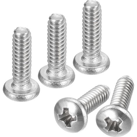 Poêle Tête Machine Vis, 304 Inox Acier 18-8 Vis, Phillips Lecteur, Entièrement Fileté, Lumineux Finition, Paquet de 50 (1/5)
