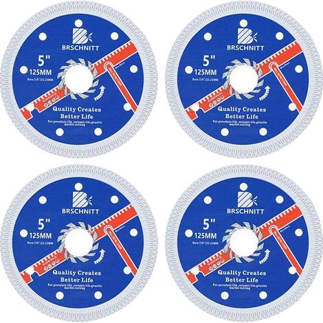 Disco de corte, cuchillas ultrafinas, versátil para azulejos y mármol, 4 unidades de 125 mm. (1/2)
