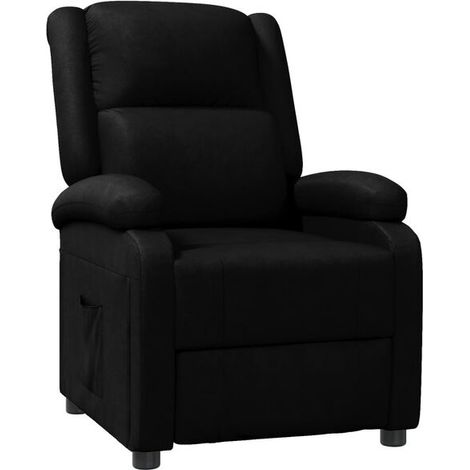 Chaise de détente en cuir synthétique noir – Siège ergonomique avec dossier inclinable et accoudoirs rembourrés – Idéal pour bureau, salon ou chambre (1/5)