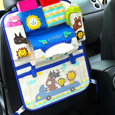 Sac de Rangement Dossier de Siège Auto Motif Dessin Animé, Organisateur Multifonction Poches Latérales pour Voiture Type 8 (1/4)