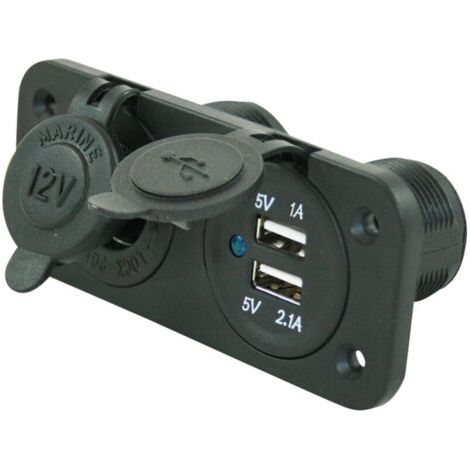 Socle encastrable 12V avec 2 ports USB – Facile à installer pour espaces limités (1/5)