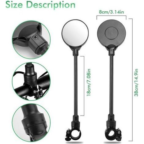 2 Pcs Rétroviseur de Vélo Rotatif à 360°Miroir de Vélo de Guidon, Retroviseur Trotinette Electrique, HD Convex Retroviseur Velo de Sécurité avec Vélo de montagne, Vélo de course, Vélo électrique. (1/4)