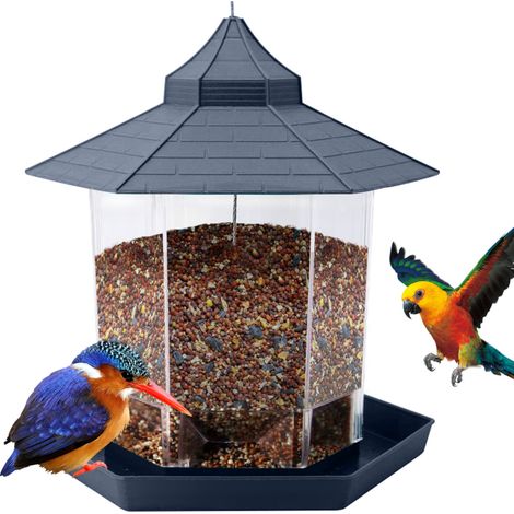 Hängender Vogelfutterpavillon, sechseckige Vogelfutterstation mit Dach für Garten und Hof, Außendekoration