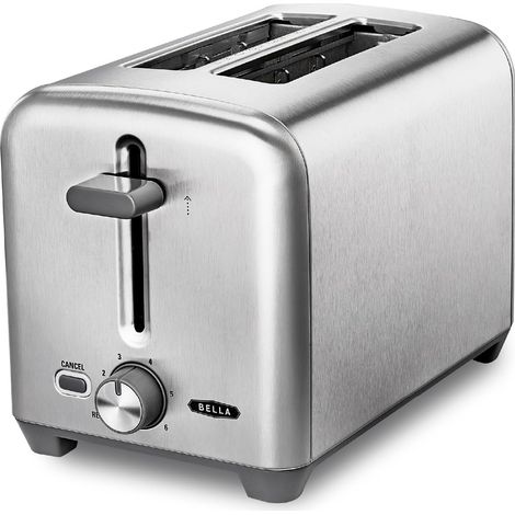 bella Grille-pain 2 tranches avec fentes extra-larges et tiroir ramasse-miettes amovible, 6 réglages de dorage, fonctions d’arrêt automatique et de réchauffage, pour griller pain, bagels et gaufres (1/2)