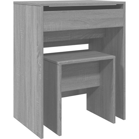 Maison Exclusive - Schminktisch mit Hocker Grau Sonoma 60x40x113,
