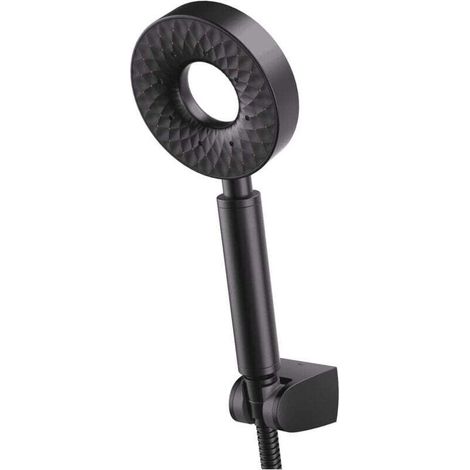 Pommeau Douche Noir Ronde Autonettoyant Douchette à Main 3 Modes Univers Pommeau de Douche en Plastique ABS Pomme de Douche avec 150cm Flexible de Douche ABS Support de Douche (1/4)