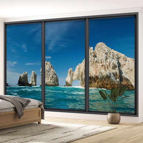 Papier peint panoramique Trompe l'oeil baie vitrée - Cabo San Lucas mexique - 195 cm x 117 cm (1/5)