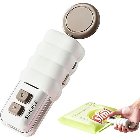 3 en 1 Mini sac Sealer avec cutter, sac portable Sealer pour la préservation des aliments, Sealer à vide manuel avec aimant pour sacs en plastique et collations, ustensiles de cuisine (1/5)