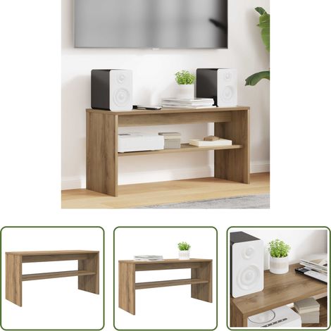 Rangement salon -  Meuble TV Chêne artisanal 80 x 30 x 40 cm Bois d'ingénierie (1/5)